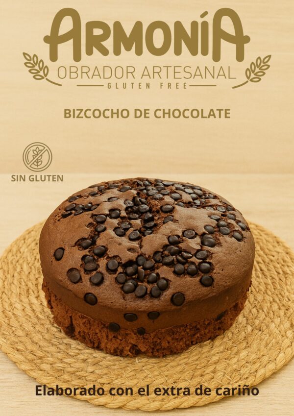 Bizcocho de chocolate sin gluten artesanal con pepitas crujientes – Obrador Armonía