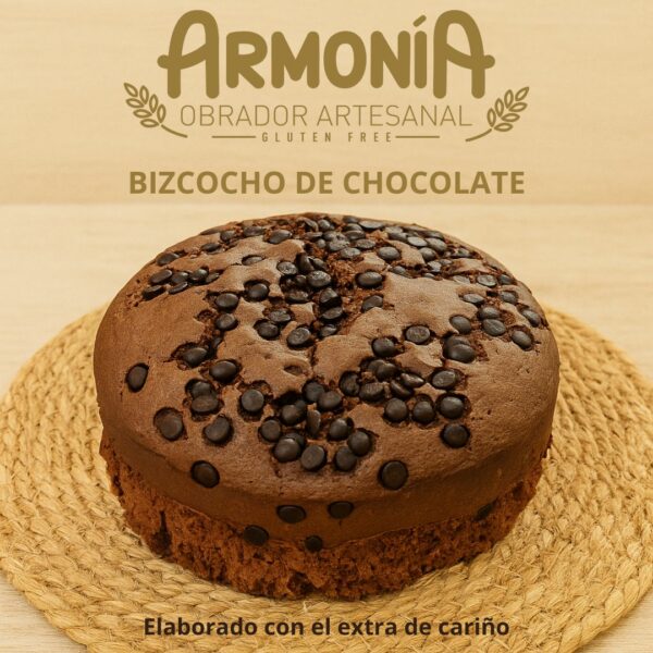 Bizcocho de chocolate sin gluten artesanal con pepitas de chocolate – Obrador Armonía