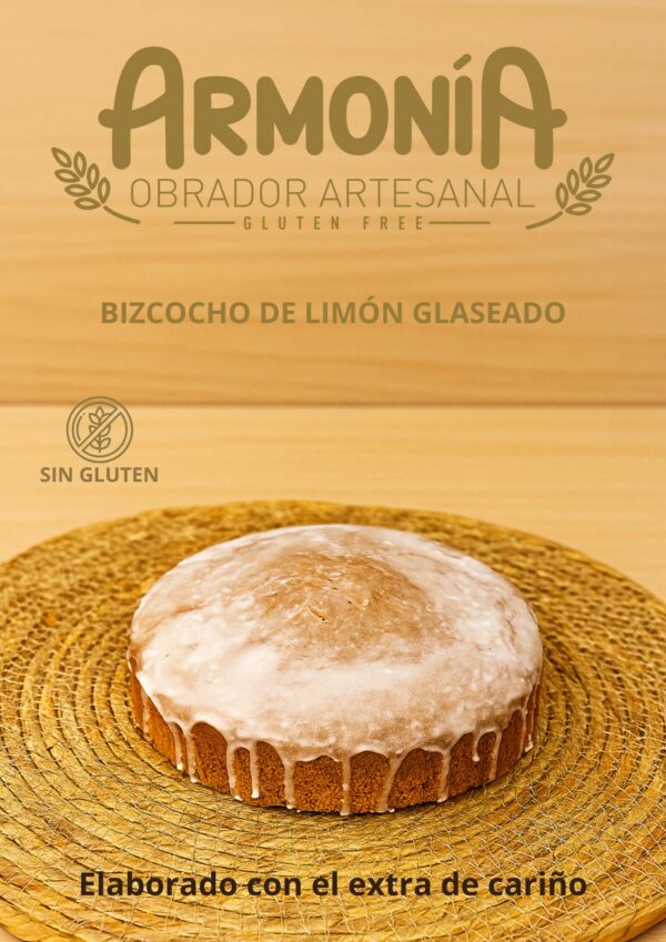Bizcocho de limón sin gluten artesanal con glaseado brillante – Obrador Armonía