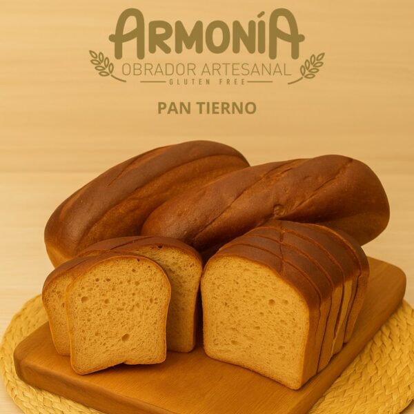 Pan Tierno sin gluten artesanal con corteza dorada y miga esponjosa