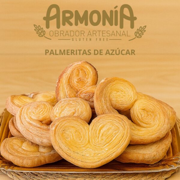 Palmeritas sin gluten de azúcar crujiente artesanas – Obrador Armonía