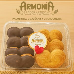 Palmeritas sin gluten de azúcar y chocolate crujiente artesanas – Obrador Armonía