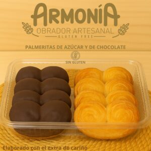 Palmeritas sin gluten de azúcar y chocolate crujiente artesanas – Obrador Armonía