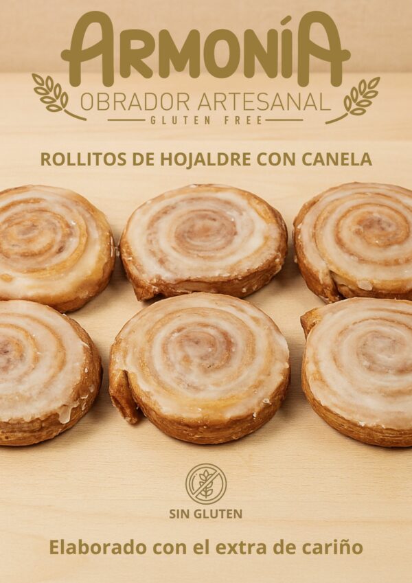 Rollitos de canela sin gluten artesanales de hojaldre crujiente