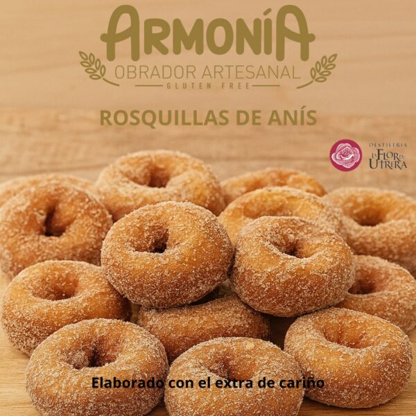 Rosquillas de anís dulce sin gluten artesanas de Obrador Armonía
