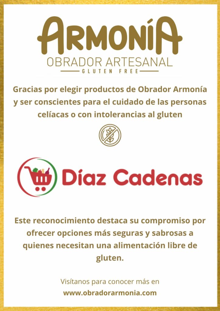 Reconocimiento de Obrador Armonía a Díaz Cadenas por ofrecer productos sin gluten